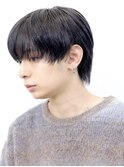 ミディアムウルフ韓国マッシュウルフブルーブラックナチュラル