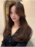 #52/韓国/韓国風/レイヤーカット/後れ毛/くびれヘア/前髪/表参道