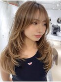 韓国ヘアーハッシュカットレイヤーカットハイライトカラー