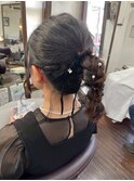 ヘアアレンジ編み込みハーフアップヘアセットアップスタイル