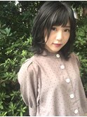 大人かわいい小顔ショートボブ・ネイビーグレー