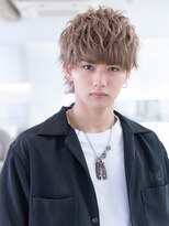 イオ 本厚木(io)&nbsp;メンズハイトーンカラーアップバングツーブロックモテ髪