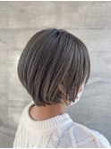 ショートバング ナチュラルカールボブ