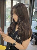 チョコレートブラウン　レイヤーカット　ナチュラルヘア