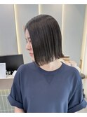 オリーブグレー/前髪/ボブ/マロンベージュ/レイヤーカット/小顔