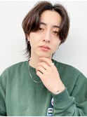 王道メンズショートセンターパート清潔感ウルフヘア似合わせヘア