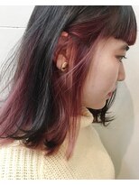 ラフ 原宿(L.a.a.g.f harajuku)&nbsp;チェリーレッド ベリーピンク インナーカラー ボブ＠原宿