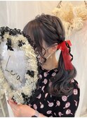 編み込みウェーブツイン