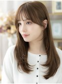 ツヤ感ショコラベージュ小顔レイヤーロング20代30代40代!