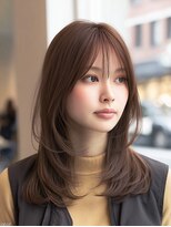 ダル 渋谷/表参道(DAL.)&nbsp;ハッシュカットバーガンディミディアムレイヤー韓国ヘア