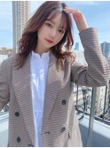 大人かわいい韓国風ミディアムヘア