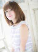 *mod's姪浜*…シルキーベージュエアストレート前下がりロブヘアf