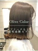 ブリーチなし透明感カラー/オリーブベージュ/オリーブカラー