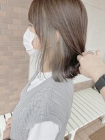 ヘアースイッチ(HAIR SWITCH)&nbsp;インナーカラー　ハイライト　グレージュ　ダブルカラー　ボブ