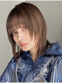 ネオウルフアッシュグレージュボブウルフレイヤー顔まわりカット