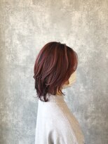 ヘアアンドメイク ムーア(Muuua) ピンクオレンジ＋ハイライト＋ミディアムレイヤー