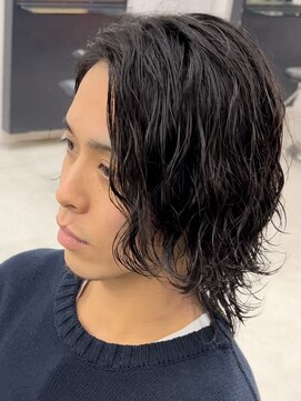 オルト(Altn) 大人の波巻きスパイラルパーマミディアムロングメンズカットヘア