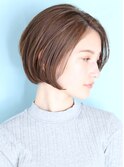 40代50代小顔黒髪ネビージュボブルフワンレン前髪なしショート