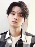 フェザーパーマセンターパートニュアンスパーマ韓国マッシュ黒髪