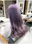 ラベンダー/ピンク/パープル/ロングレイヤーダブルカラー