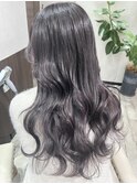 パープルグレージュイルミナカラーレイヤーカット20代30代堺東