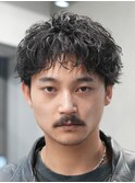 メンズパーマルーズパーマシャドウパーマセンターパート緩め