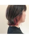 インナーカラー/イヤリングカラー◆ピンクレッド