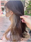 暖色ウォームブラウン×透け感ベージュインナーカラー