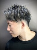 細メッシュアップバングショート