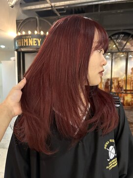 ノラ ヘアーサロン(NORA HAIR SALON) 【大久保】ブリーチレッドカラー、ロングヘア