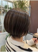 大人キレイめな丸みショートボブ