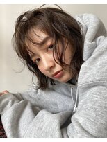 ヲタク(wotaku.)&nbsp;グレージュゆるふわボブオリーブグレージュ透明感カラー暗髪