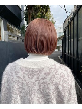 ニコ トウキョウ 渋谷(nico TOKYO) ピンクベージュ/くびれボブ/切りっぱなし/結べるボブ