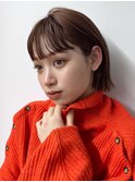 ボブ/チェリーブラウン/ダブルカラー/丸型/卵型
