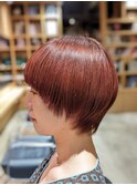 秋冬オススメ20代30代かわいいオレンジショートボブ