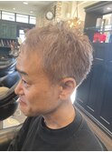 白髪ぼかし ミルクティーベージュ メンズカット ブリーチなし