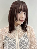 ラミエバイメルト 下北沢(lamie by melt) ミディアムレイヤー顔周り姫カットピンクブラウンダブルカラー