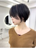 大人可愛い20代30代40代前下がりショートボブ/ハンサムショート