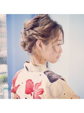 ネオリーブエクラ 上野御徒町店(Neolive eclat) 【浴衣】編み込みミックスゆるアレンジ　アースカラー