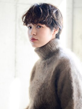 エムクランメイクス 原宿 表参道(m.clan MAKE'S) 小顔 セミウェットウェーブ オリーブカラーハイライトカラー前髪