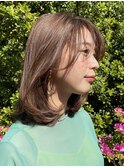 大人かわいい美髪ネビージュエアリーミディ 小顔 20代30代40代