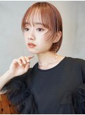 顔まわりレイヤーカット/ミディアム/切りっぱなし