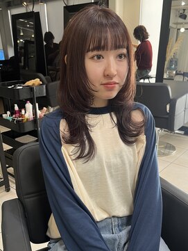 アクアオモテサンドウ(ACQUA omotesando) △チョコレートブラウンぱっつん前髪ウルフカットレイヤーカット