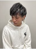 ハイライトマッシュパーマウルフアッシュブラックmen'shair