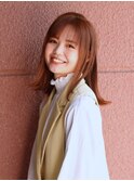 外はねミディアム×オレンジベージュ×ヘルシースタイル