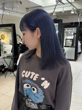 アクアオモテサンドウ(ACQUA omotesando) △ブリーチありダブルカラー韓国風ブルーカラー髪質改善ロブヘア