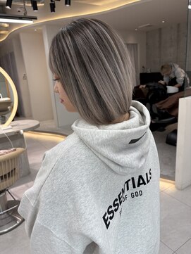 ロンドメリア 天神大名店(Lond Melia) ★ミディアムヘア暗めカラーグランマッシュデザインカラー艶髪★