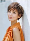 ☆ホワイトグレージュミニウルフデジタルパーマチェリーブラウン