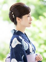 と和 巣鴨 朝顔浴衣に映える、凛とした大人の夜会巻き
