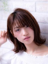 エルデ ナインズ ヘアー スタンド 川口店(elde 9's HAIR STAND)&nbsp;ピンクベージュorインナーグレージュの薄めバング大人ヘア